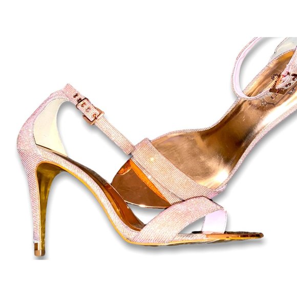 Ted Baker Sharlot Rose Gold Sparkling Stilleto Adj Ankle Strap Sandal 41 US 10.5 - Picture 7 of 12